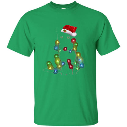 Christmas T-shirt Cat And Lights Irish Green