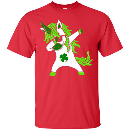 Dabbing Unicorn St Patricks Day Lepricorn T-shirt Red