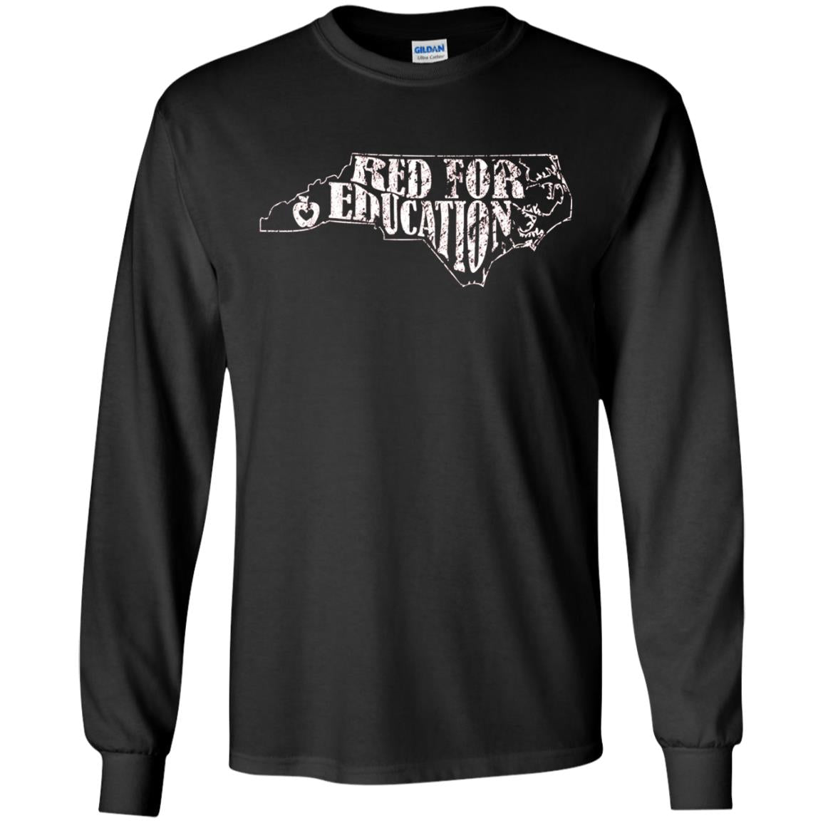 Distressed North Carolina Nc Red For Educator Shirt Black