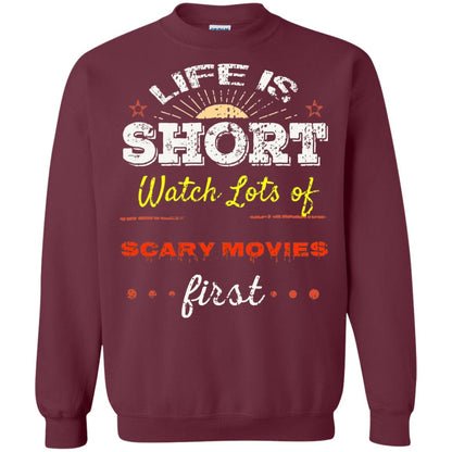 Horror Movie T-shirt Life Is Short Watch Scary Movies First Maroon