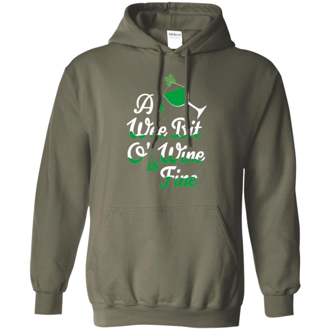 A Wee Bit O_ Wine Is Fine St. Patrick_s Day T-shirt Military Green