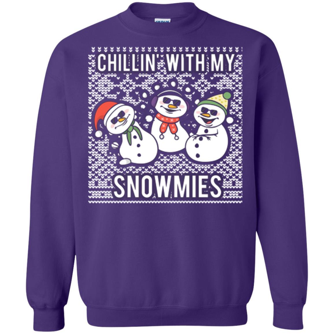Christmas T-shirt Chillin' With My Snowmies Purple
