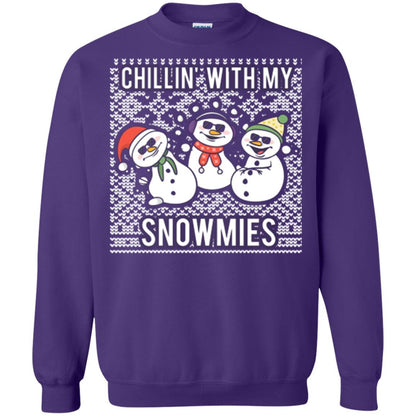 Christmas T-shirt Chillin' With My Snowmies Purple