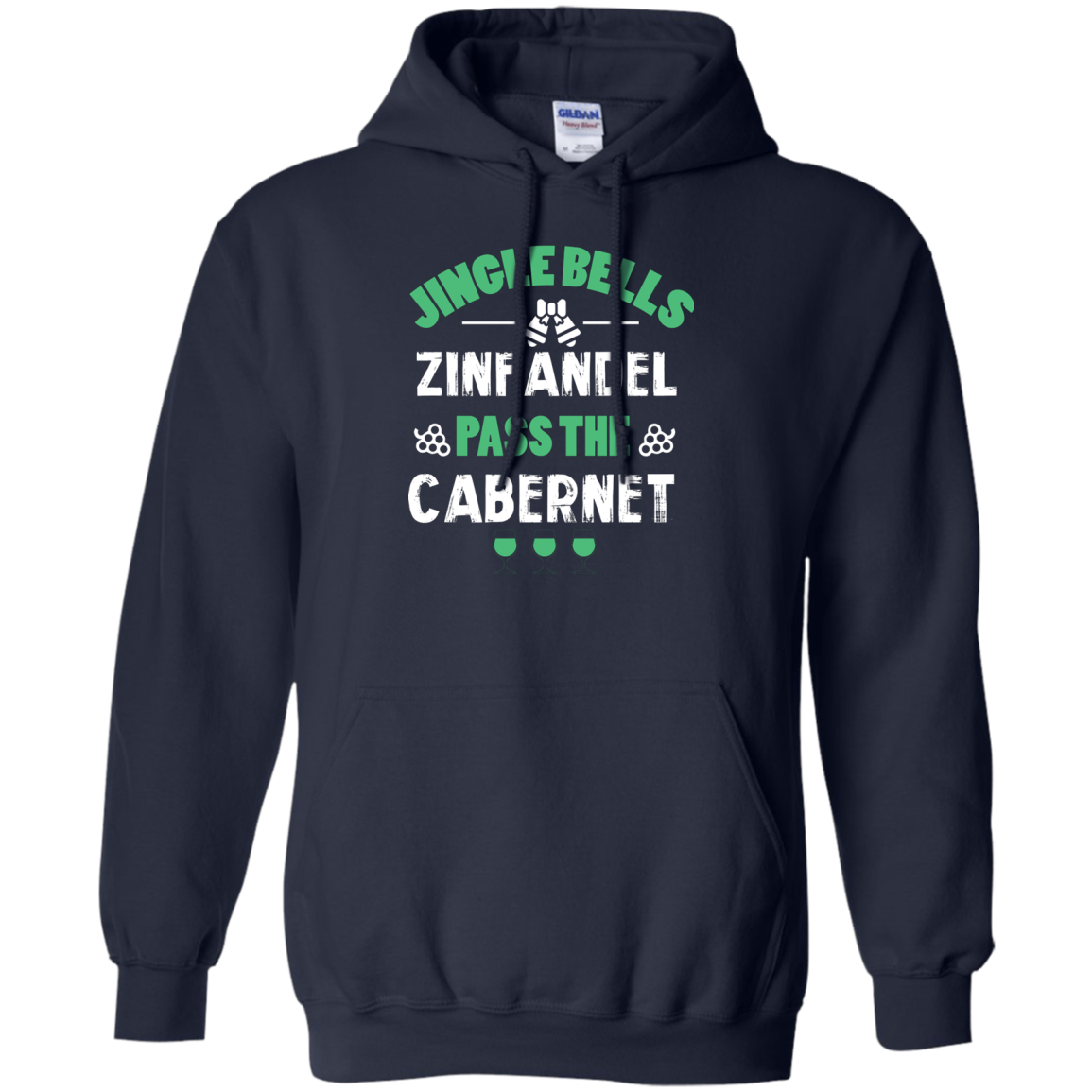 Christmas T-Shirt Jingle Bells Zinfandel Pass The Cabernet Navy