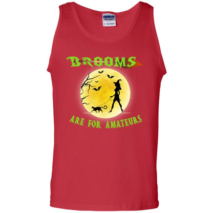 Brooms Are For Amateurs Witches Walk With Cat Funny Halloween Shirt Red