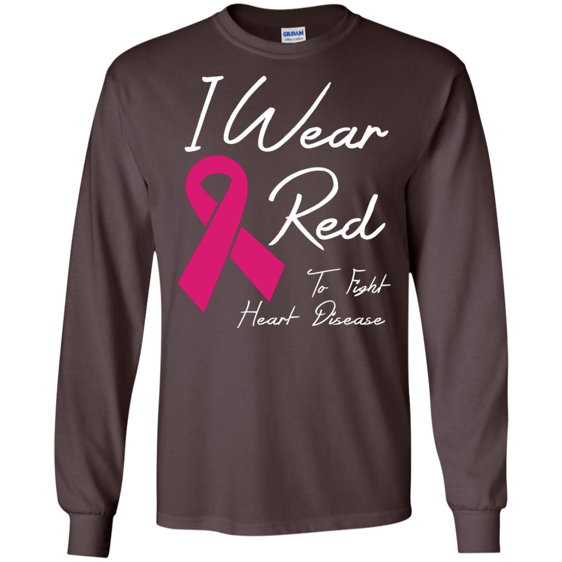 I Wear Red To Fight Heart Disease T-shirt Dark Chocolate