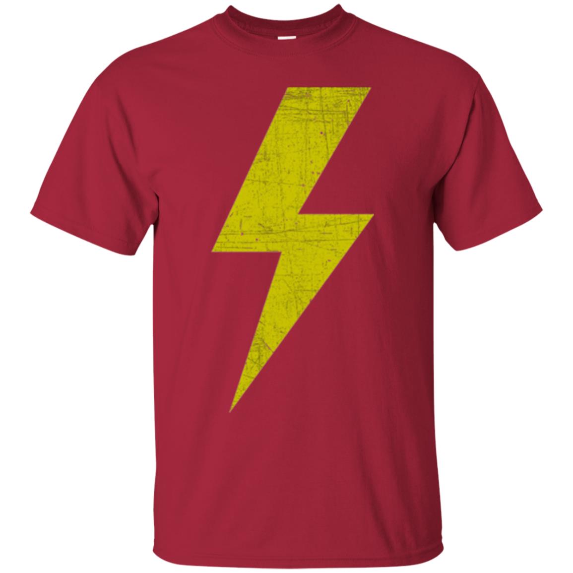 Retro Distressed Yellow Lighting Bolt T Shirt Cardinal
