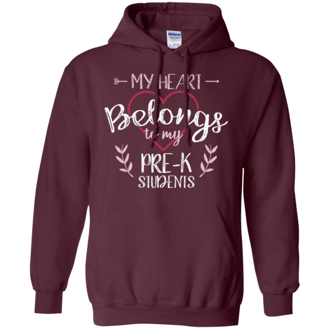 Teacher T-shirt My Heart Belongs To My Pre-k Students Maroon