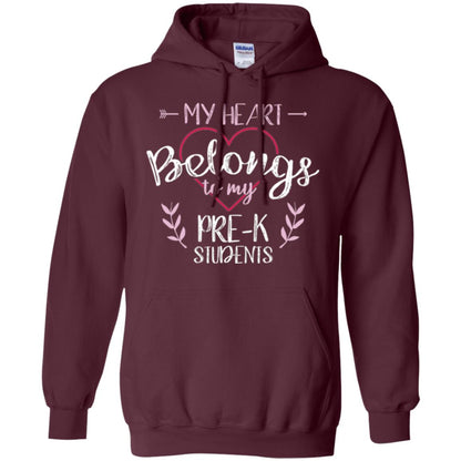 Teacher T-shirt My Heart Belongs To My Pre-k Students Maroon
