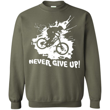 Biker T-shirt Never Give Up Military Green