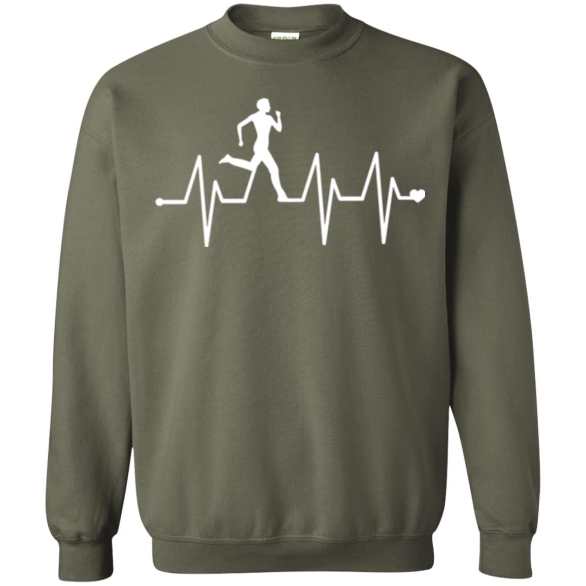 Running T-shirt Athletics Heartbeat Pulse Military Green