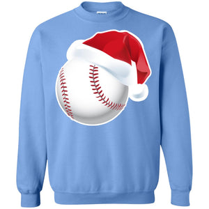 Baseball With Santa Claus Hat X-mas Shirt For Baseball LoversG180 Gildan Crewneck Pullover Sweatshirt 8 oz.