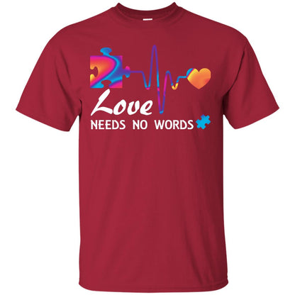 Love Needs No Words Puzzle Heartbeat Gift Shirt For Autism Awareness Cardinal