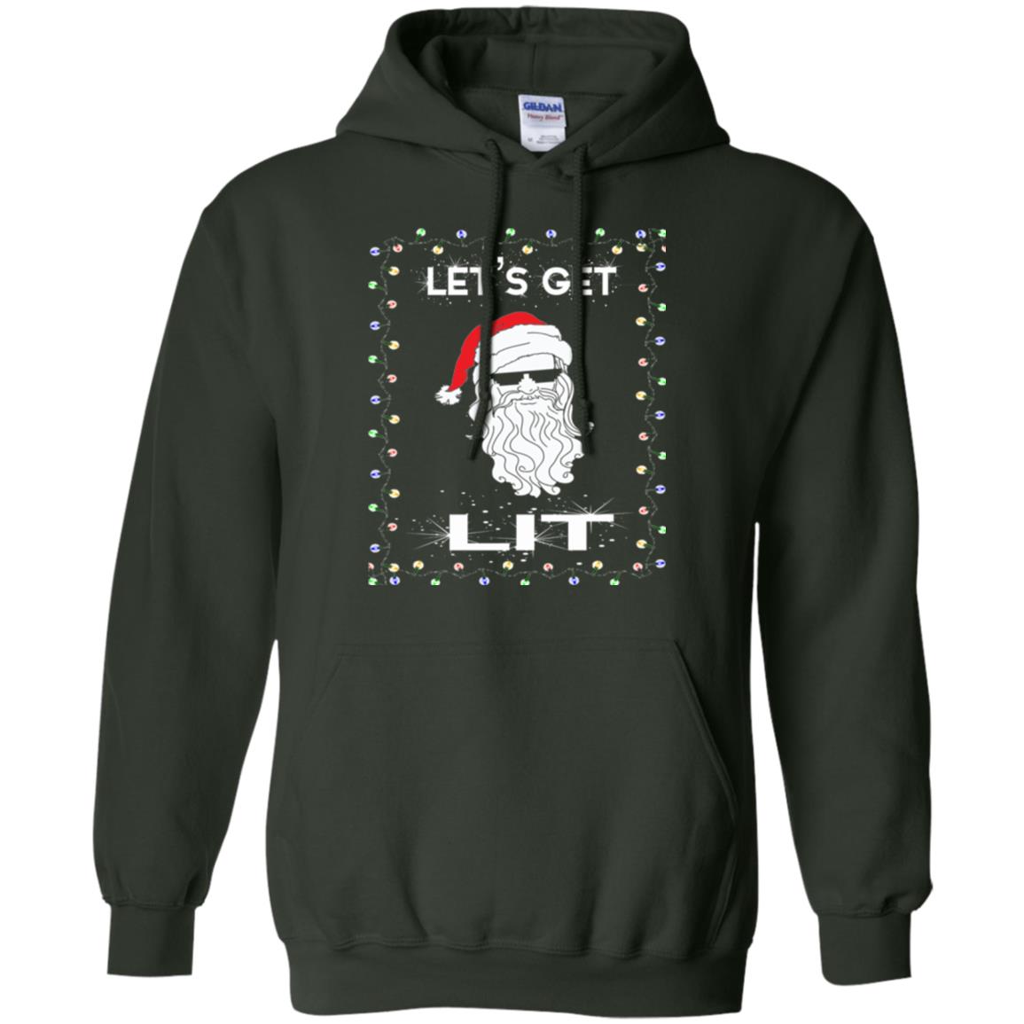 Christmas T-shirt Let_s Get Lit Forest Green