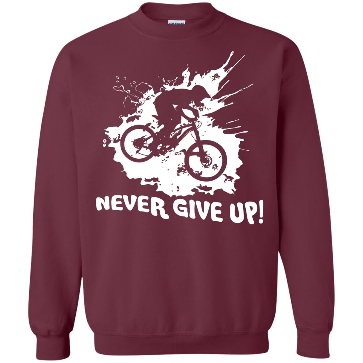 Biker T-shirt Never Give Up Maroon
