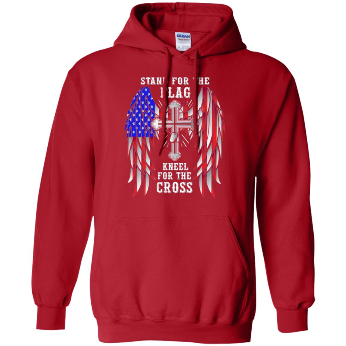 Christian T-shirt Stand For The Flag Kneel For The Cross Red
