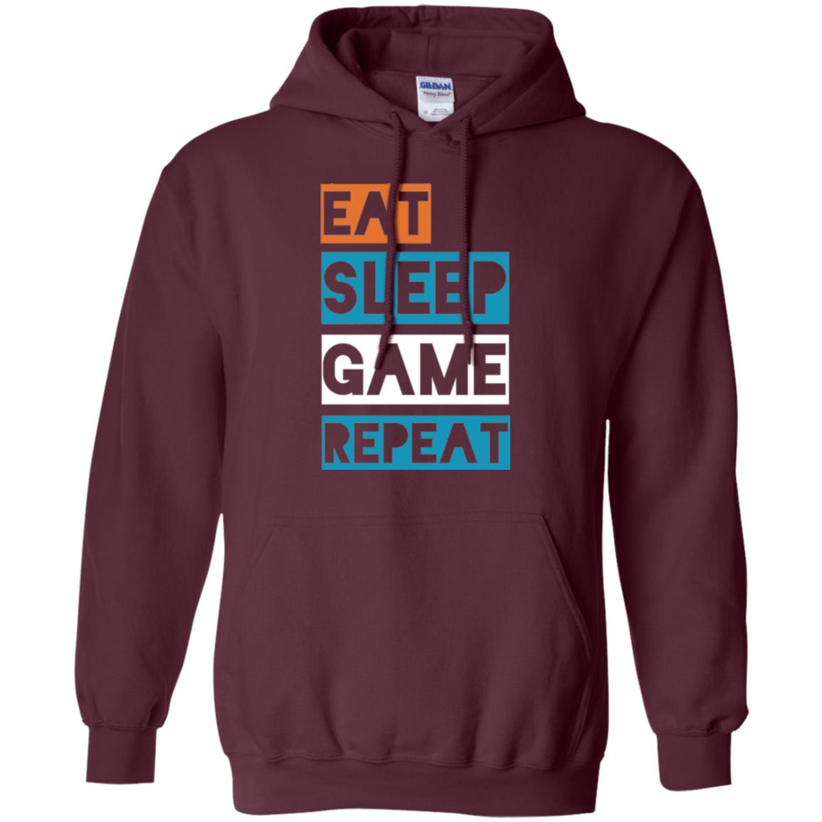 Eat Sleep Game Repeat Video Gamer Player T-shirt Maroon