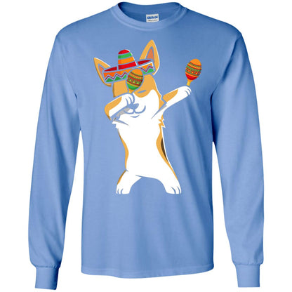 Dabbing Corgi Funny Cinco De Mayo T-shirt Carolina Blue