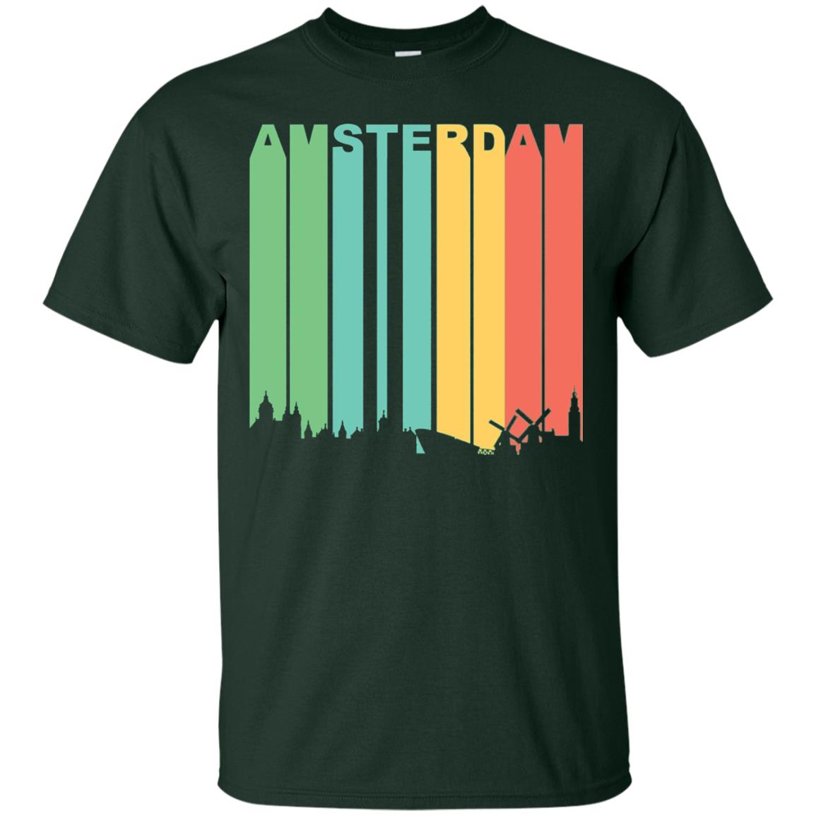 Retro Amsterdam Netherlands Cityscape Downtown Skyline Shirt Forest