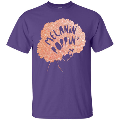 Melanin Poppin Black Beauty African Pride Rose Gold T-shirt Purple