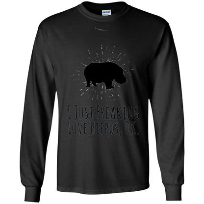 Hippos Lover T-shirt I Just Freaking Love Hippos Ok Black
