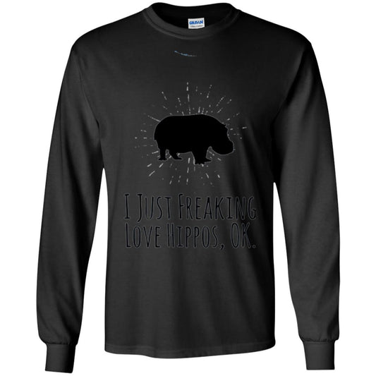 Hippos Lover T-shirt I Just Freaking Love Hippos Ok Black