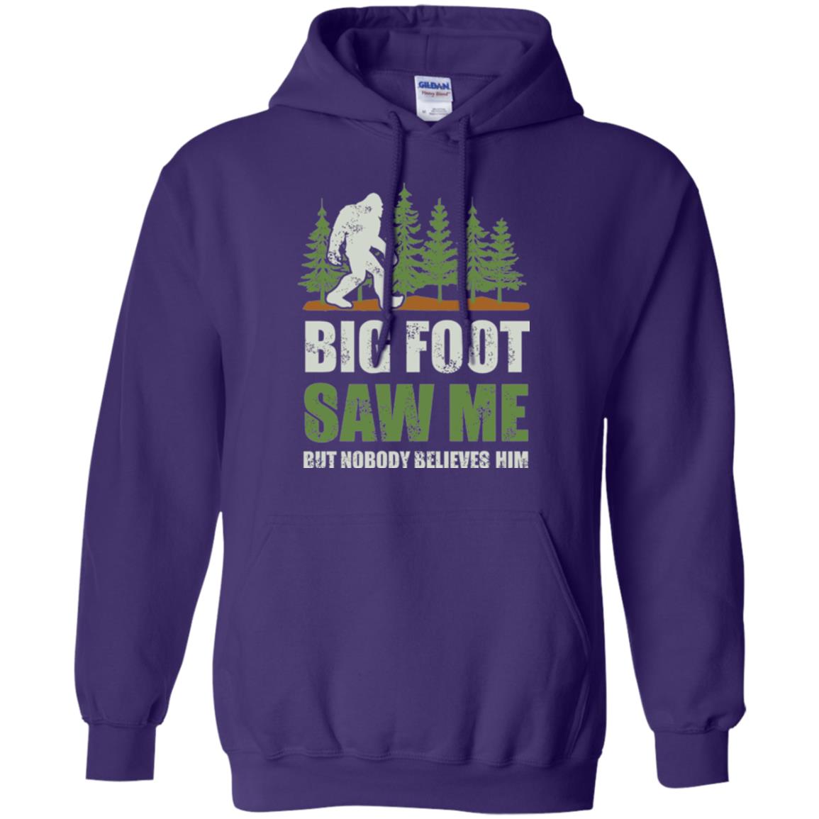 Funny Bigfoot T-shirt Bigfoot Saw Me But Nobody Believes Him Purple