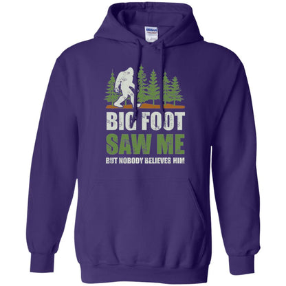 Funny Bigfoot T-shirt Bigfoot Saw Me But Nobody Believes Him Purple
