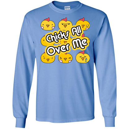 Chicks All Over Me Funny Chickens Shirt For Easter Day Carolina Blue