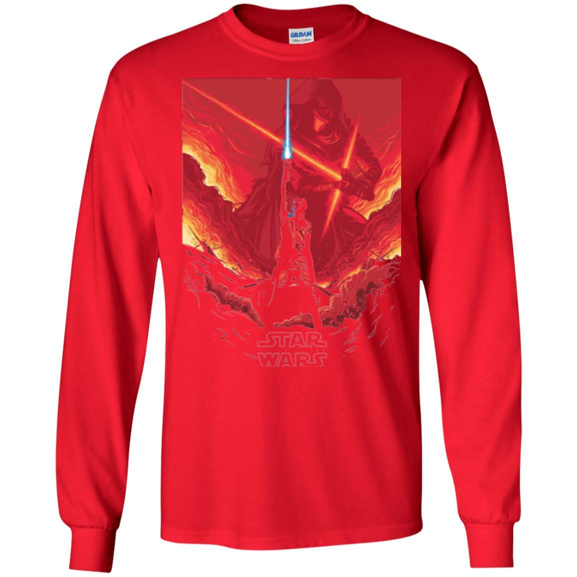 Film T-shirt Star Wars Last Jedi Rey Saber Reach Red Poster Red
