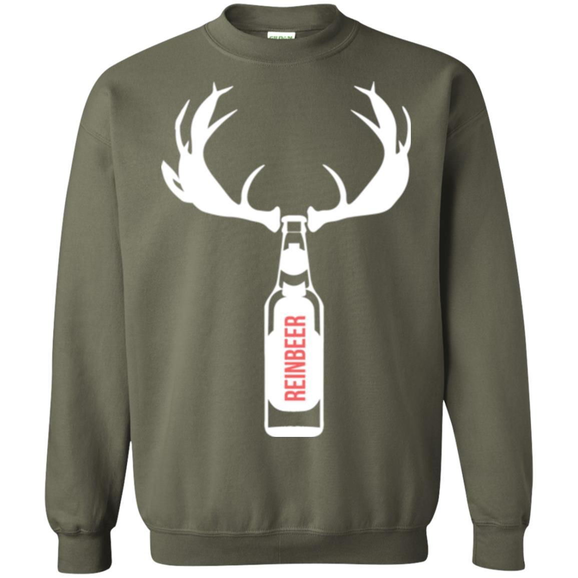 Christmas T-shirt Funny Christmas Reinbeer Military Green