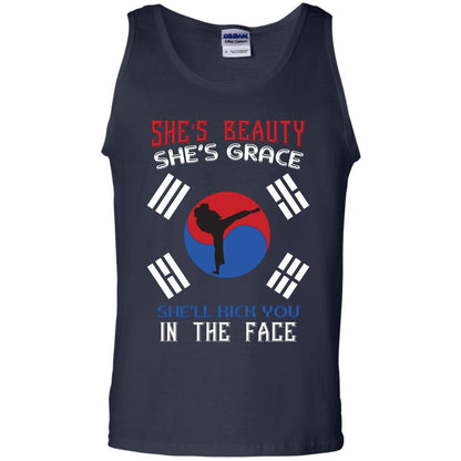 She’s Beauty She’s Grace She’ll Kick You In The Face Taekwondo T-shirt Navy