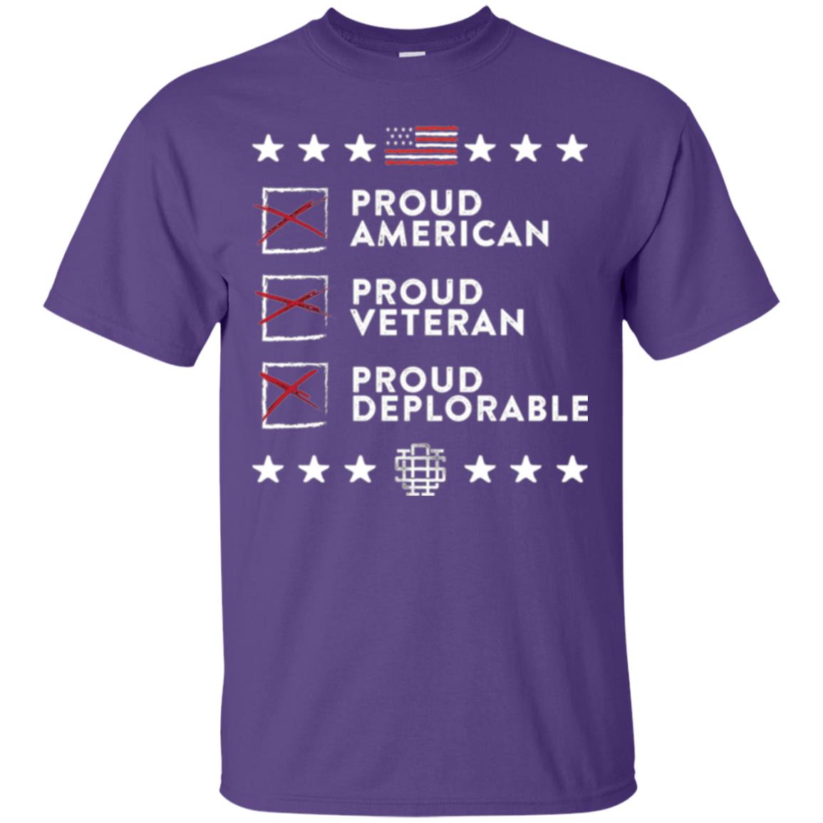 American T-shirt Proud American, Proud Veteran, Proud Deplorable Purple