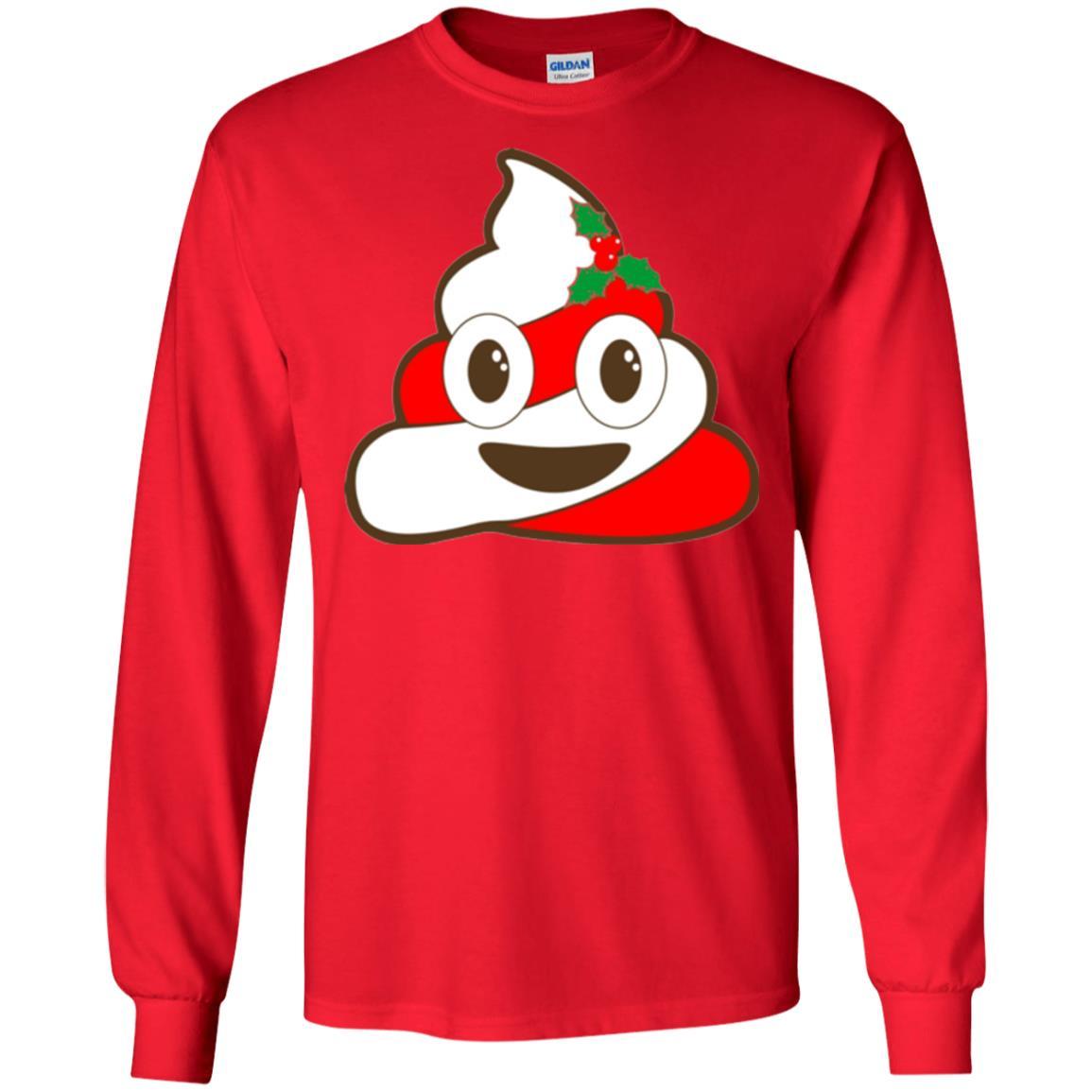 Funny Christmas T-shirt Poop Emojis Christmas Red