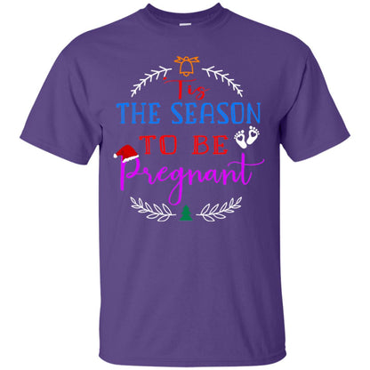 Tis Season To Be Pregnant Pregnancy Announcement Gift Shirt Purple