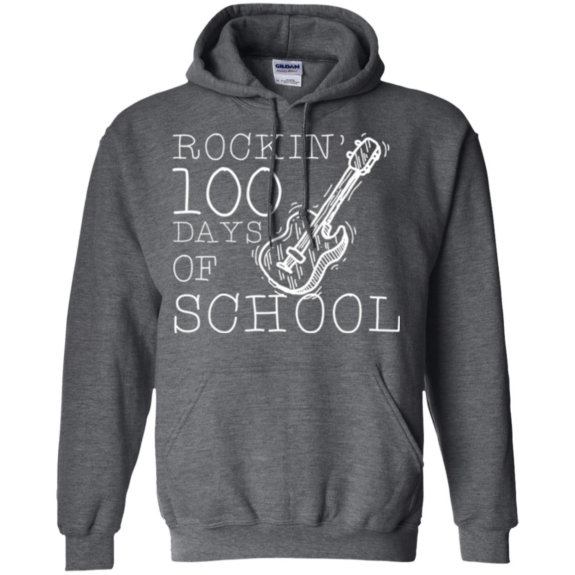 Rockin_ 100 Days Of School Teachers Students T-shirt Dark Heather