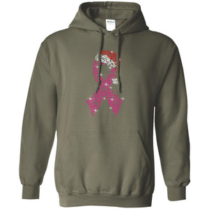 Pink Ribbon With Santa Hat Breast Cancer Awareness X-mas Gift ShirtG185 Gildan Pullover Hoodie 8 oz.