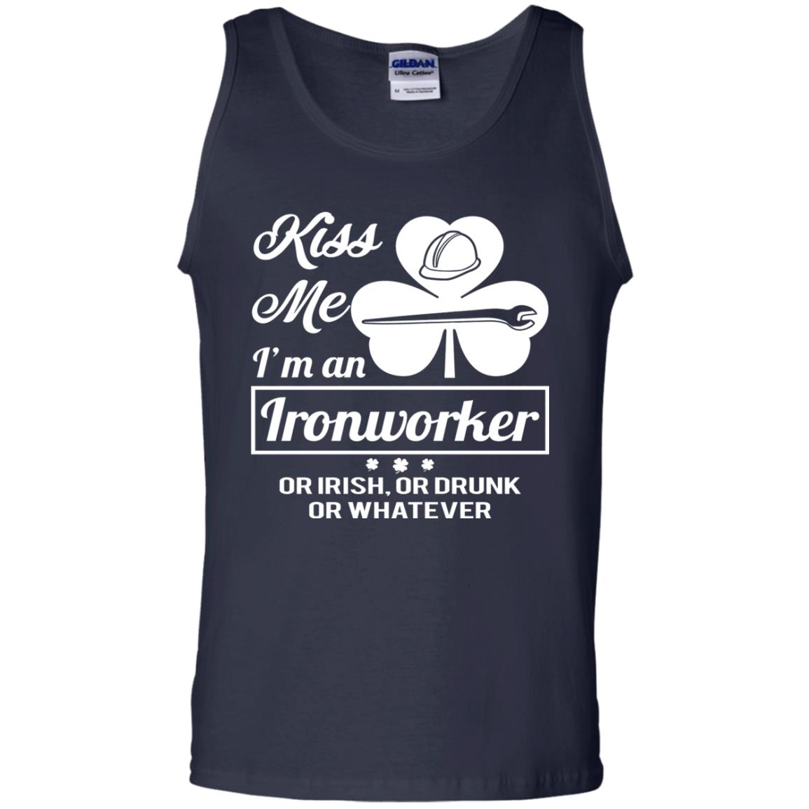 Funny St Patricks Day Shirt Kiss Me I Am An Ironworker Navy