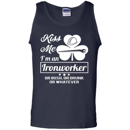 Funny St Patricks Day Shirt Kiss Me I Am An Ironworker Navy