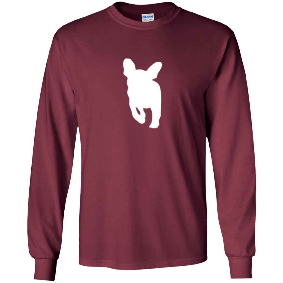 French Bulldog T-shirt White Silhouette Of Puppy Maroon