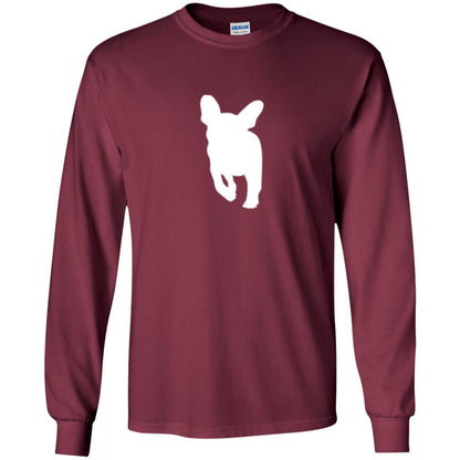 French Bulldog T-shirt White Silhouette Of Puppy Maroon
