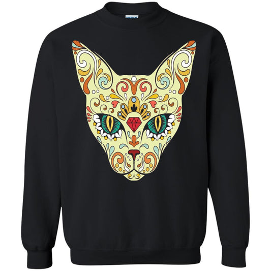 Cat Sugar Skull Design T-shirt Black