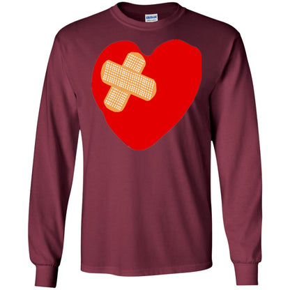 Funny Patched Up Heart Graphic T-shirt Maroon