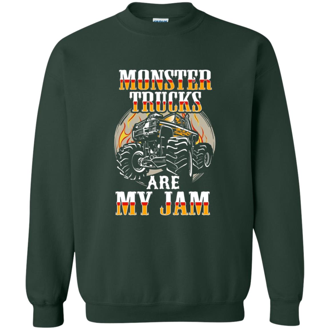 Funny Trucker T-shirt Monster Truck Are My Jam Forest Green