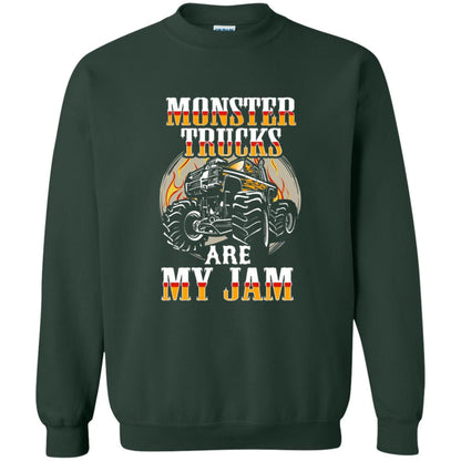 Funny Trucker T-shirt Monster Truck Are My Jam Forest Green