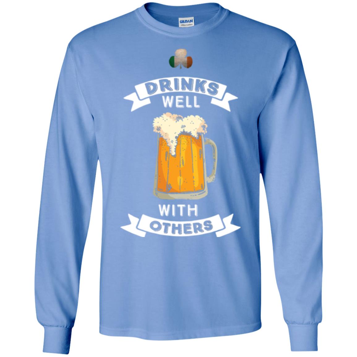 St. Patrick's Day T-shirt Drinks Well With Others Carolina Blue