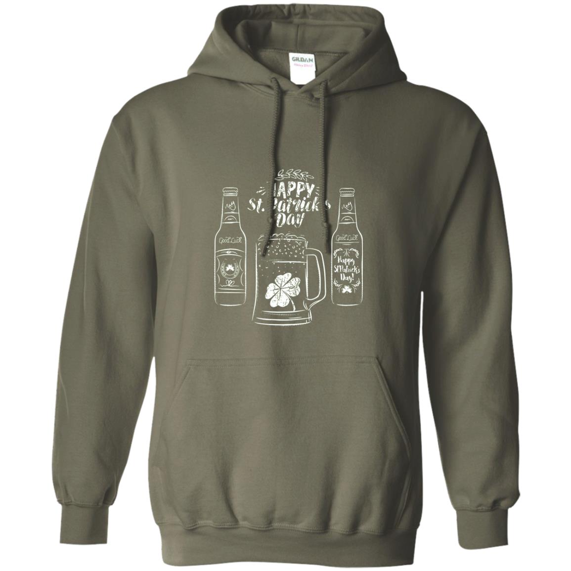 Happy St. Patrick_s Day Drinking Beer St Patrick_s Day T-shirt Military Green