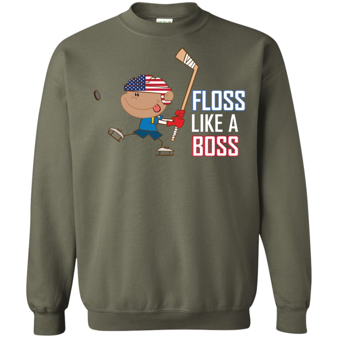 Floss Like A Boss Shirt For Hockey Players Military Green