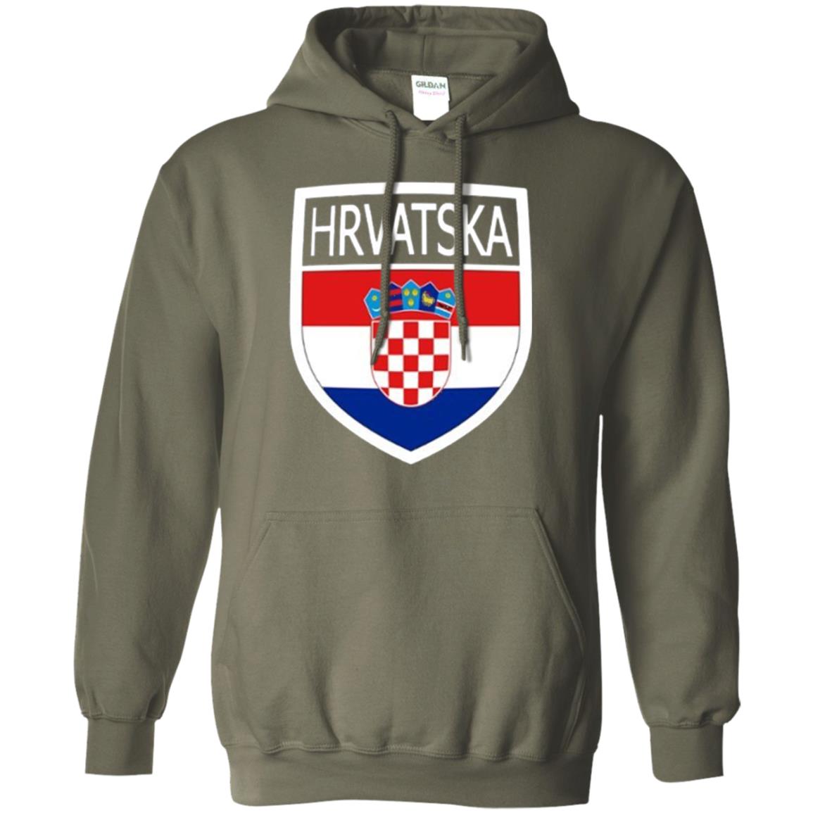 Croatia Shield T-shirt Hrvatska Patch Croatian Flag Badge Military Green