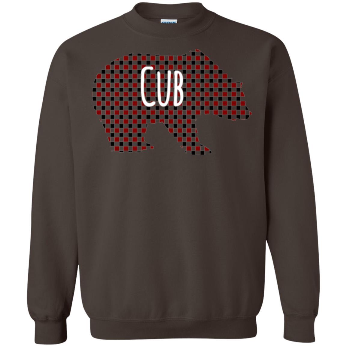 Family Christmas T-shirt Red Plaid Cub Bear Dark Chocolate